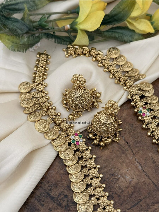 Lakshmi kaasu bottu haaram with jhumkas | Bridal